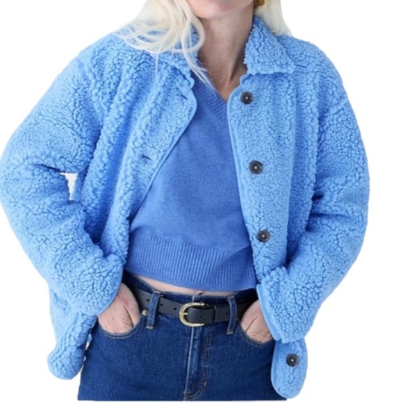 J. Crew Faux Sherpa Barn Jacket Lined Teddy Cozycore - Picture 1 of 12
